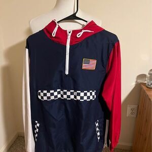 Brooklyn Cloth Red White Blue Windbreaker Jacket M